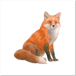 Red Fox Watercolour Painting Posters and Art